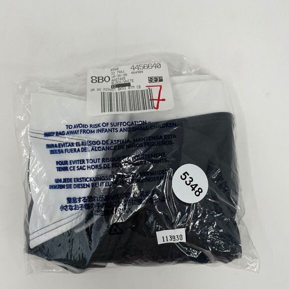 LANDS END Womens Mid-Waist Black White Colorblock Bikini Bottom Swim Suit NEW 12 - Picture 9 of 9